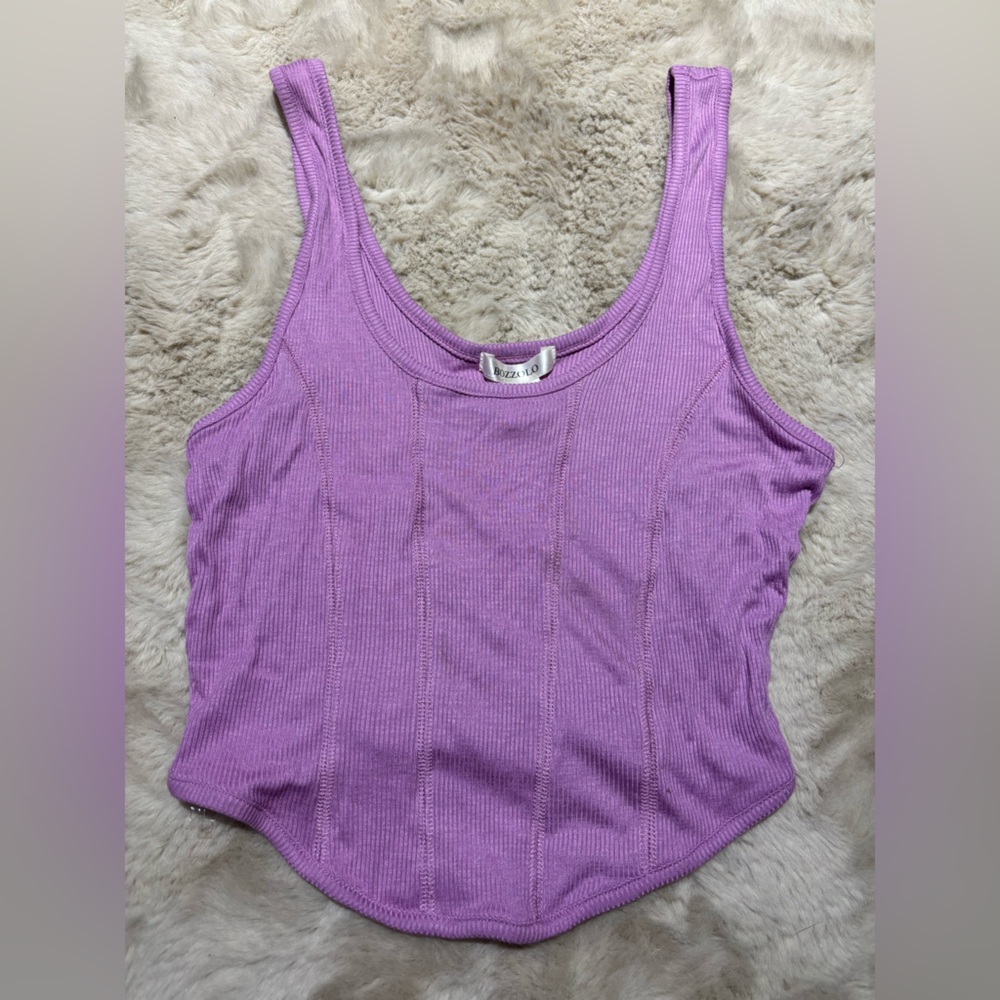 Bozzolo Purple Cropped Fitted Sleeveless Tank Top